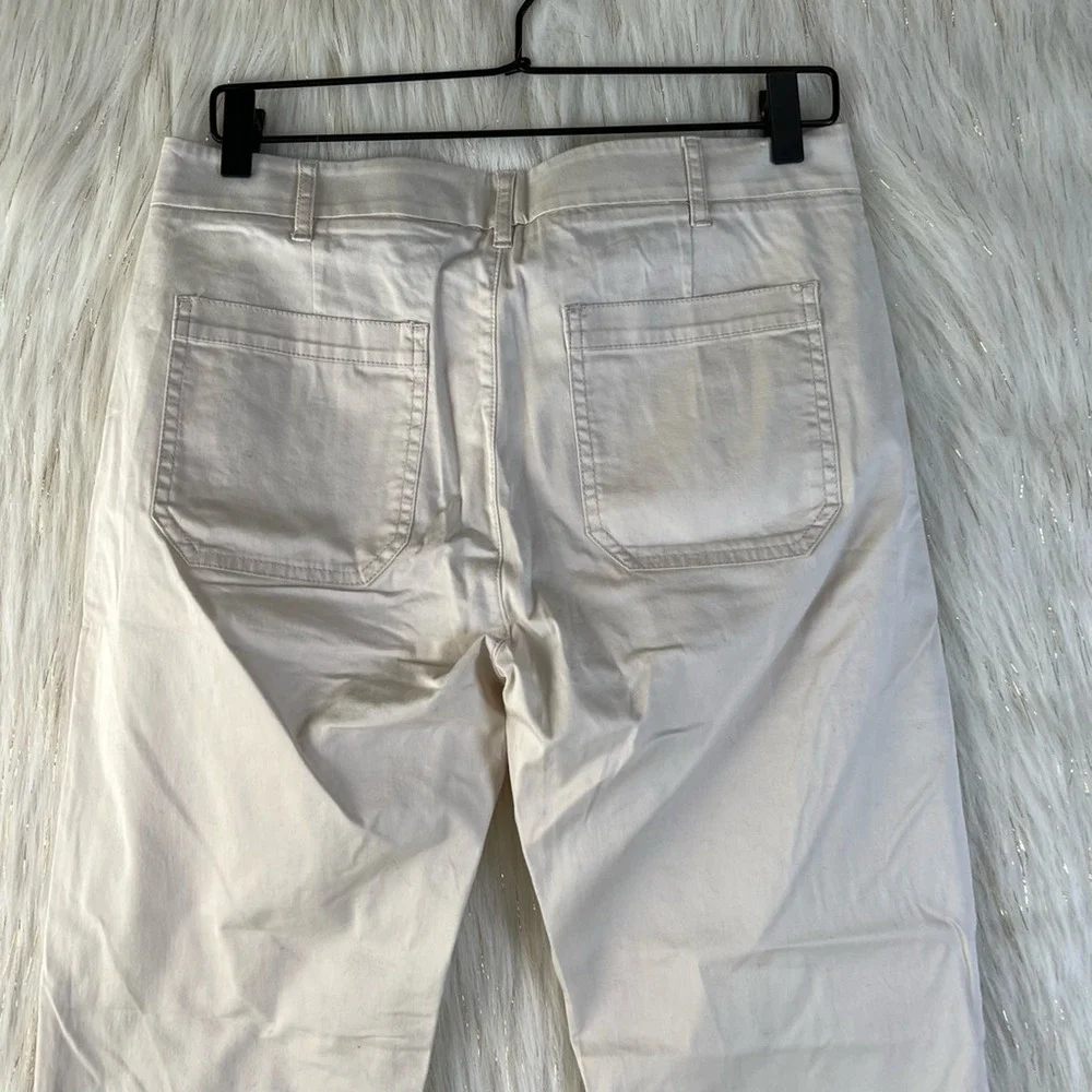 J.Crew Womens Re-Imagined Ankle Pants Ivory Mid Rise Pockets Cuffed Stretch 27